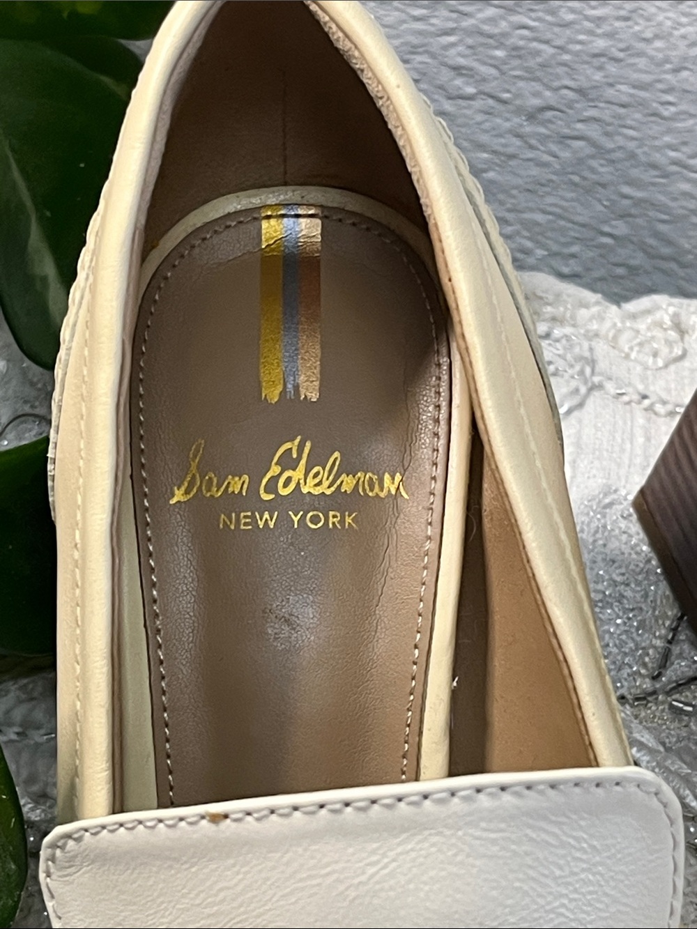 Sam Edelman Quincy Ivory Leather Horsebit Loafers Size 8M Block Heel - Picture 5 of 14